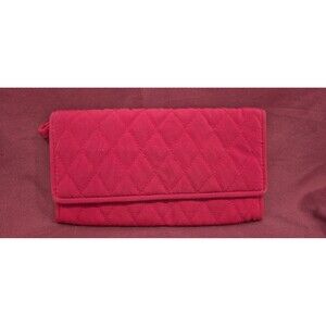 Vera Bradley Tango Red Microfiber Wallet Needs Strap For Wristlet  Zip Coin EUC